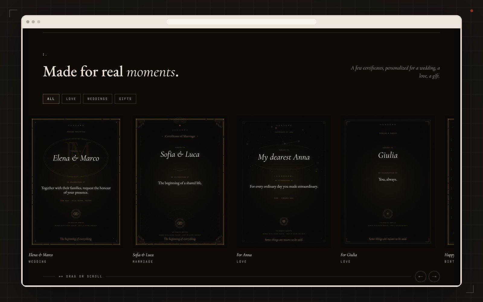 Gallery of personalized CESIOME certificates